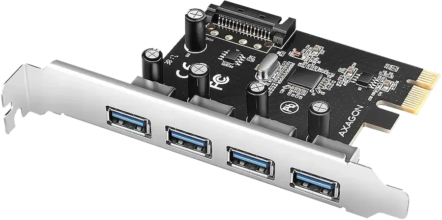 AXAGON PCEU-430RS PCIe kortelė - 4x USB 5Gbps prievadas, SATA maitinimas, Renesas PD720201, SP