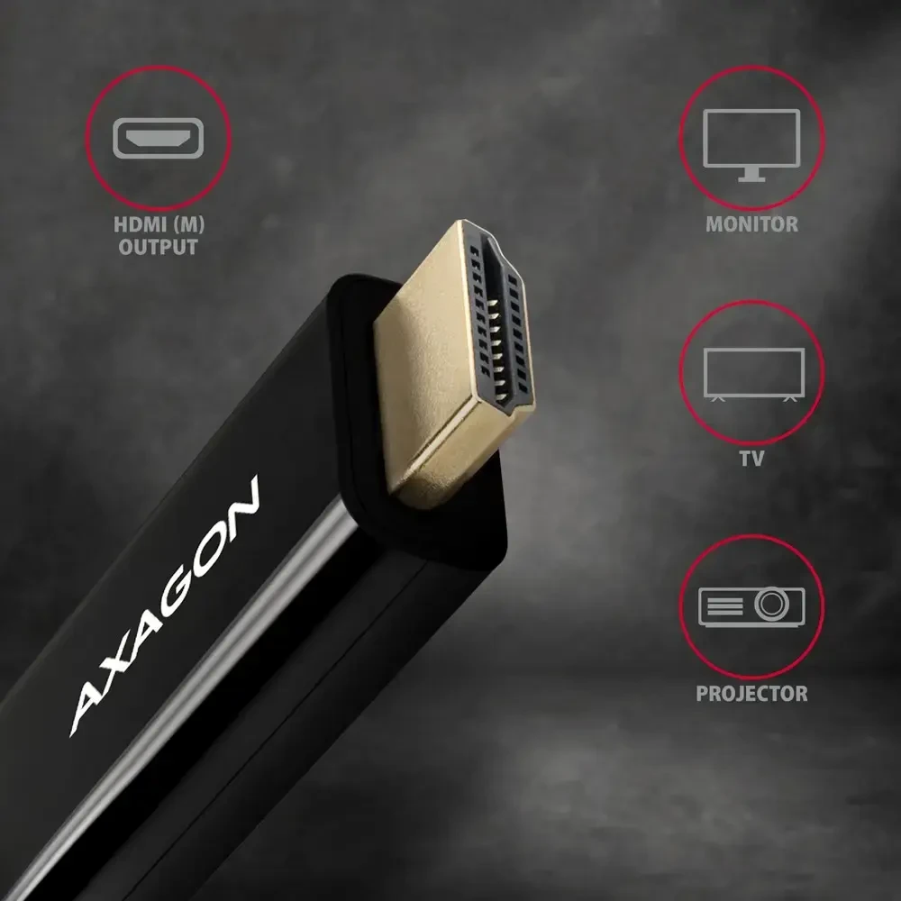 AXAGON RVDM-HI14C2 Mini DisplayPort į HDMI adapterio kabelis, 4K/30 Hz, 180 cm ilgio, juodas