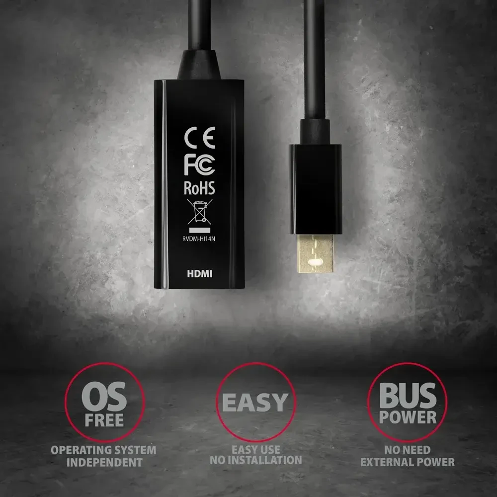 AXAGON RVDM-HI14N aktyvus adapteris MiniDP į HDM