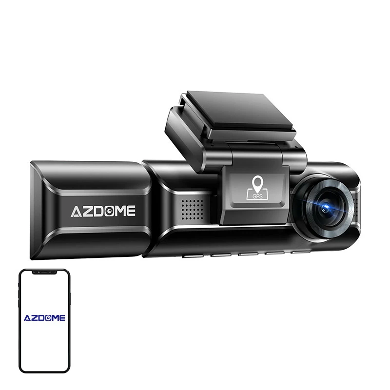 AZDome M550 Max 4K 2160p + 1080p + 2.5K, GPS, Wi-Fi - vaizdo registratorius su priekine, salono ir galine kameromis