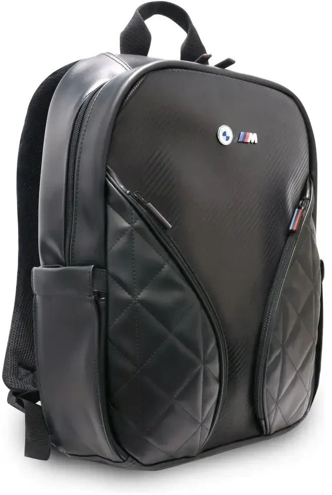 BMW Carbon Pockets & Metal Logo 16" Nešiojamas kompiuteris Backpack - Juodas