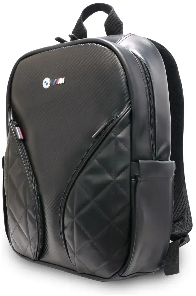 BMW Carbon Pockets & Metal Logo 16" Nešiojamas kompiuteris Backpack - Juodas