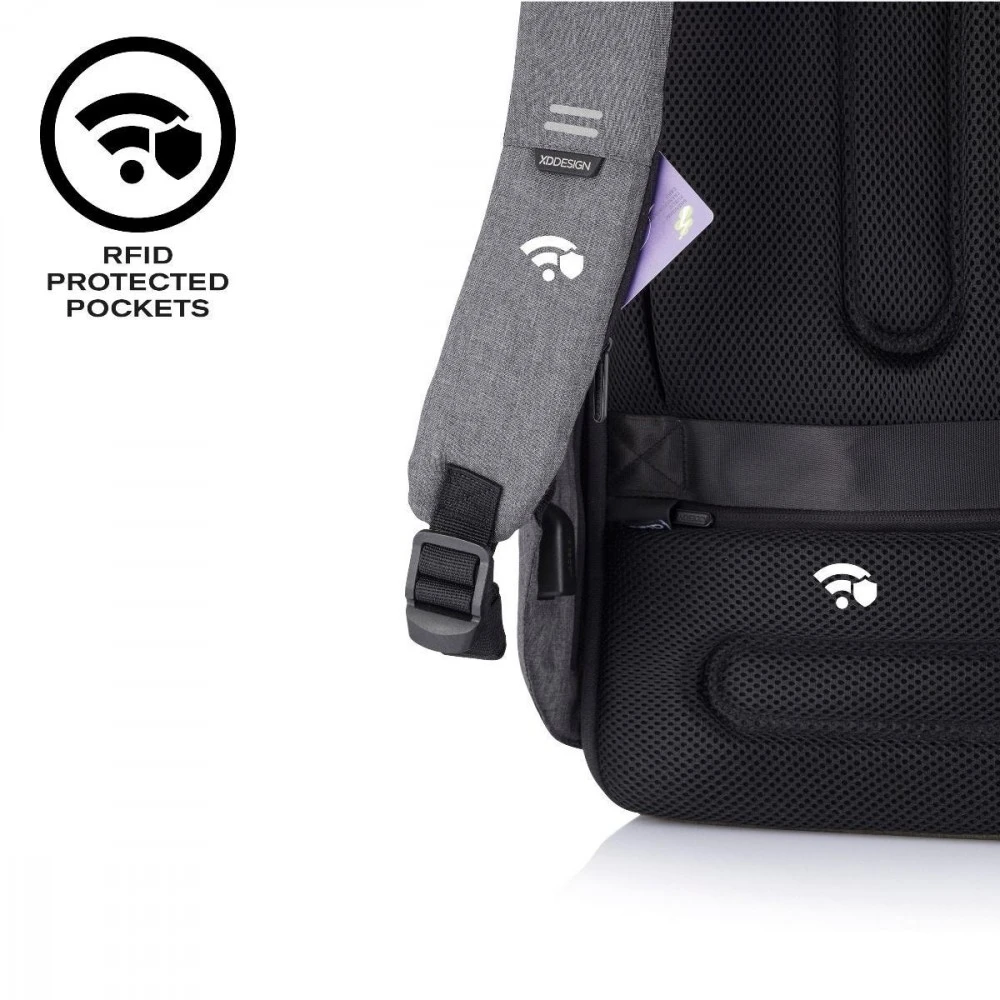 Kuprinė su apsauga nuo vagių XD Design Bobby Hero XL, Juodos/Pilkos spalvos