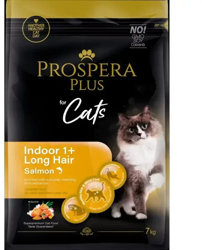 Prospera Plus Indoor 1+ lašiša Long Hair 7kg