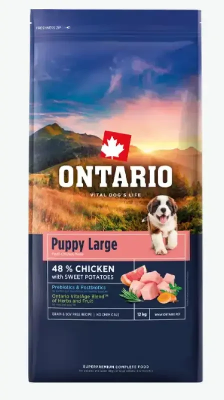 Ontario Puppy & Junior Large vištiena & Sweet bulvės 12kg