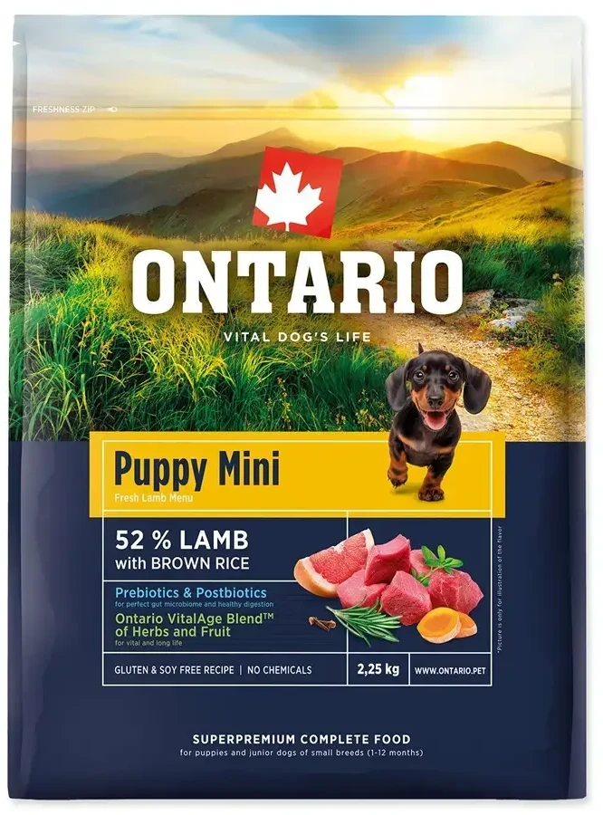 Ontario Puppy Mini ėriena & Brown ryžiai 2.25kg