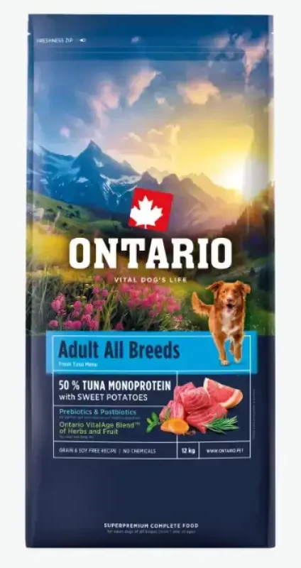 Ontario suaugusių visų veislių monoproteininis tunas ir saldžiosios bulvės, 12 kg