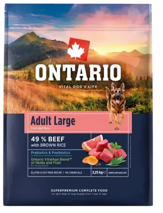 Ontario Adult Large jautiena & Brown ryžiai 2,25kg