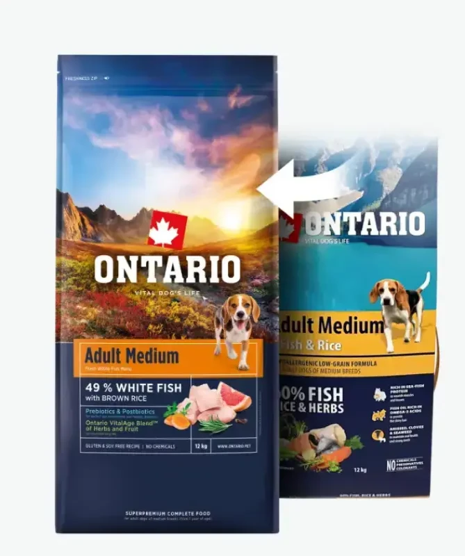 Ontario Adult Medium žuvis & Brown ryžiai 2,25kg