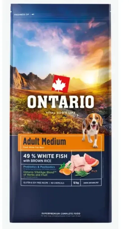 Ontario Adult Medium žuvis & Brown ryžiai 12kg