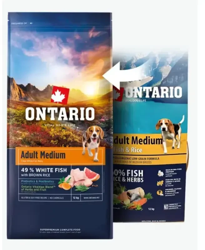 Ontario Adult Medium žuvis & Brown ryžiai 12kg