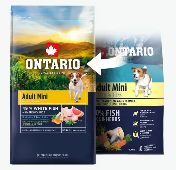 Ontario Adult Mini žuvis & Brown ryžiai 2,25kg