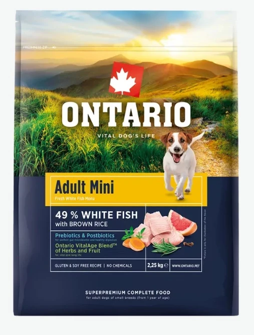 Ontario Adult Mini žuvis & Brown ryžiai 2,25kg