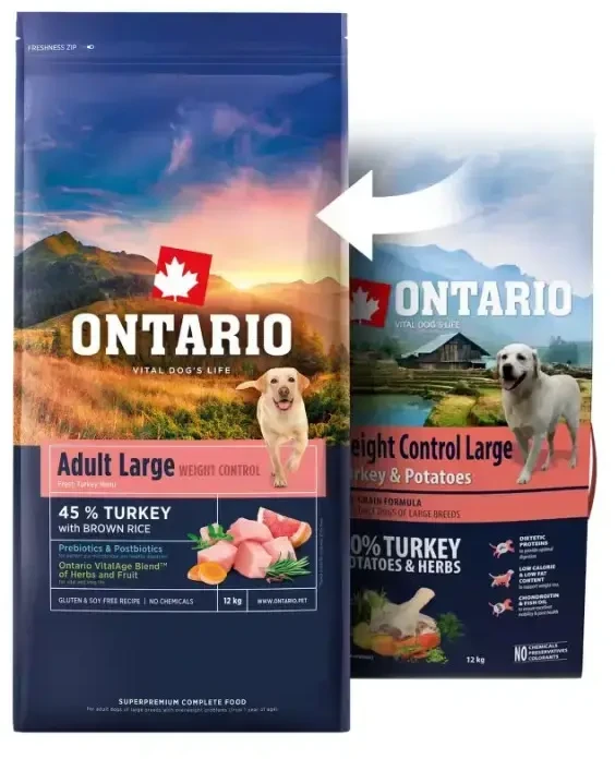 Ontario Large Weight Control kalakutiena & Brown ryžiai 12kg