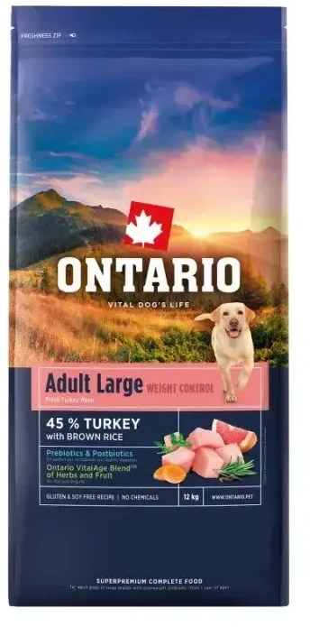 Ontario Large Weight Control kalakutiena & Brown ryžiai 12kg