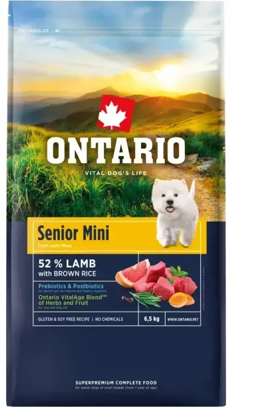 Ontario Senior Mini ėriena & Brown ryžiai 6,5kg