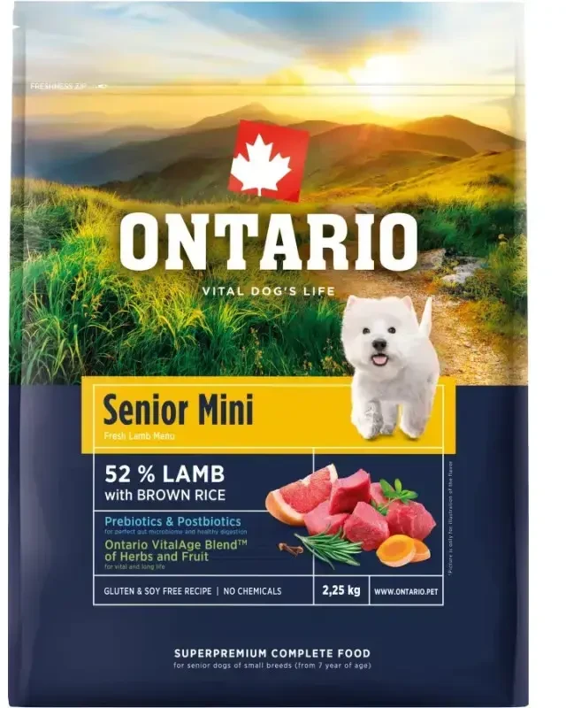 Ontario Senior Mini ėriena & Brown ryžiai 2,25kg