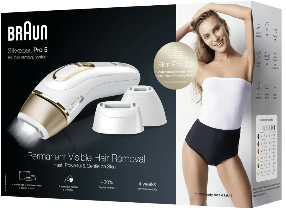 Braun Silk-expert Pro Silk·expert Pro 5 PL5267 Intensyviai pulsuojanti šviesa (IPL) Auksinė, Baltas