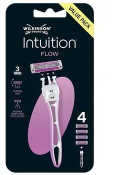 Wilkinson Sword „Wilkinson Intuition Flow“ skustuvas su 3 ašmenimis ir 4 įdėklais