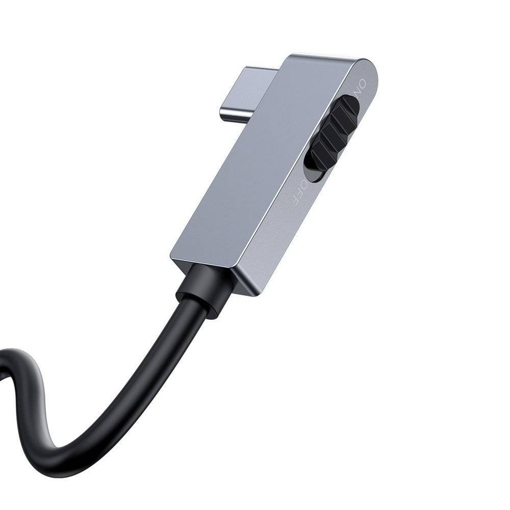Baseus HUB Bend Angle No.7 Multifunctional (Type-C to 2xUSB3.0 + HDMI 4K + PD 100W + 3.5mm + TF) Upgraded version Space Gray (CAHUB-CWJ0G)