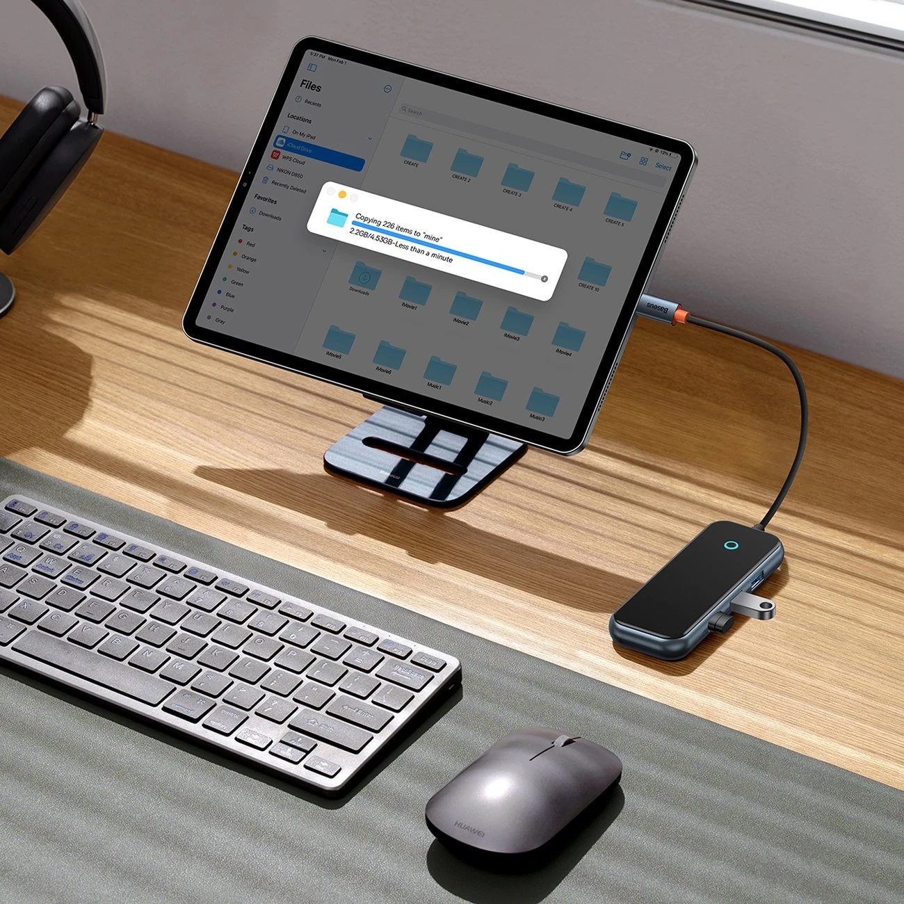 Hub 4in1 Baseus AcmeJoy Series USB-C iki 3xUSB 3.0 + USB-C PD (tamsiai pilka)
