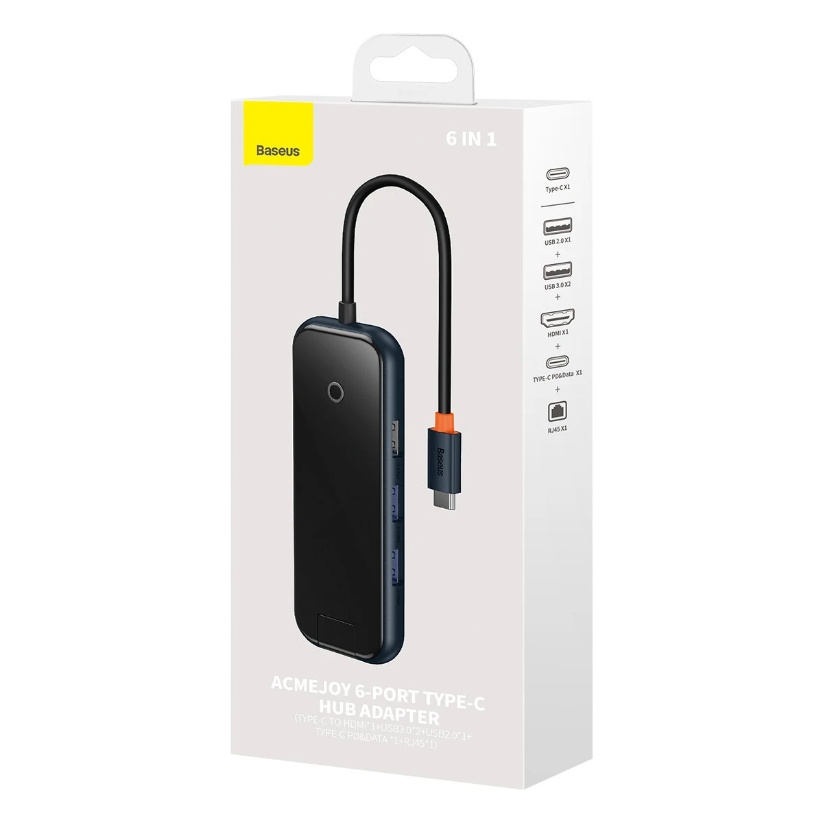 Hub 4in1 Baseus AcmeJoy Series USB-C iki 3xUSB 3.0 + USB-C PD (tamsiai pilka)