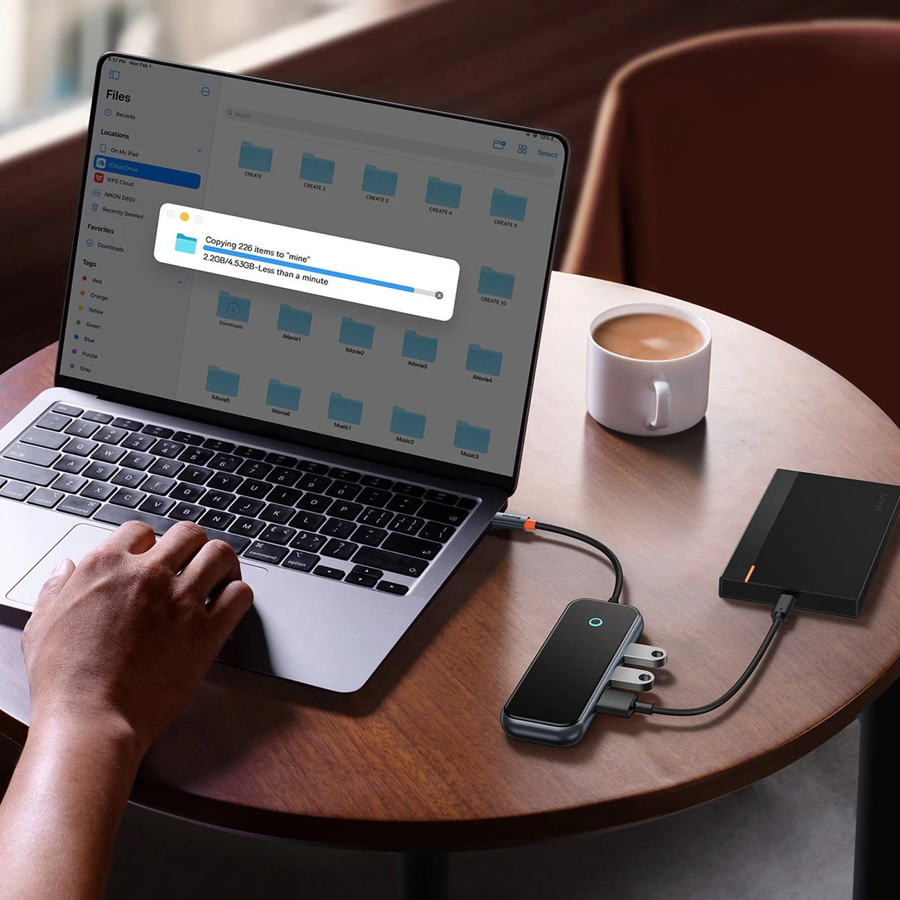 Hub 4in1 Baseus AcmeJoy Series USB-C iki 3xUSB 3.0 + USB-C PD (tamsiai pilka)