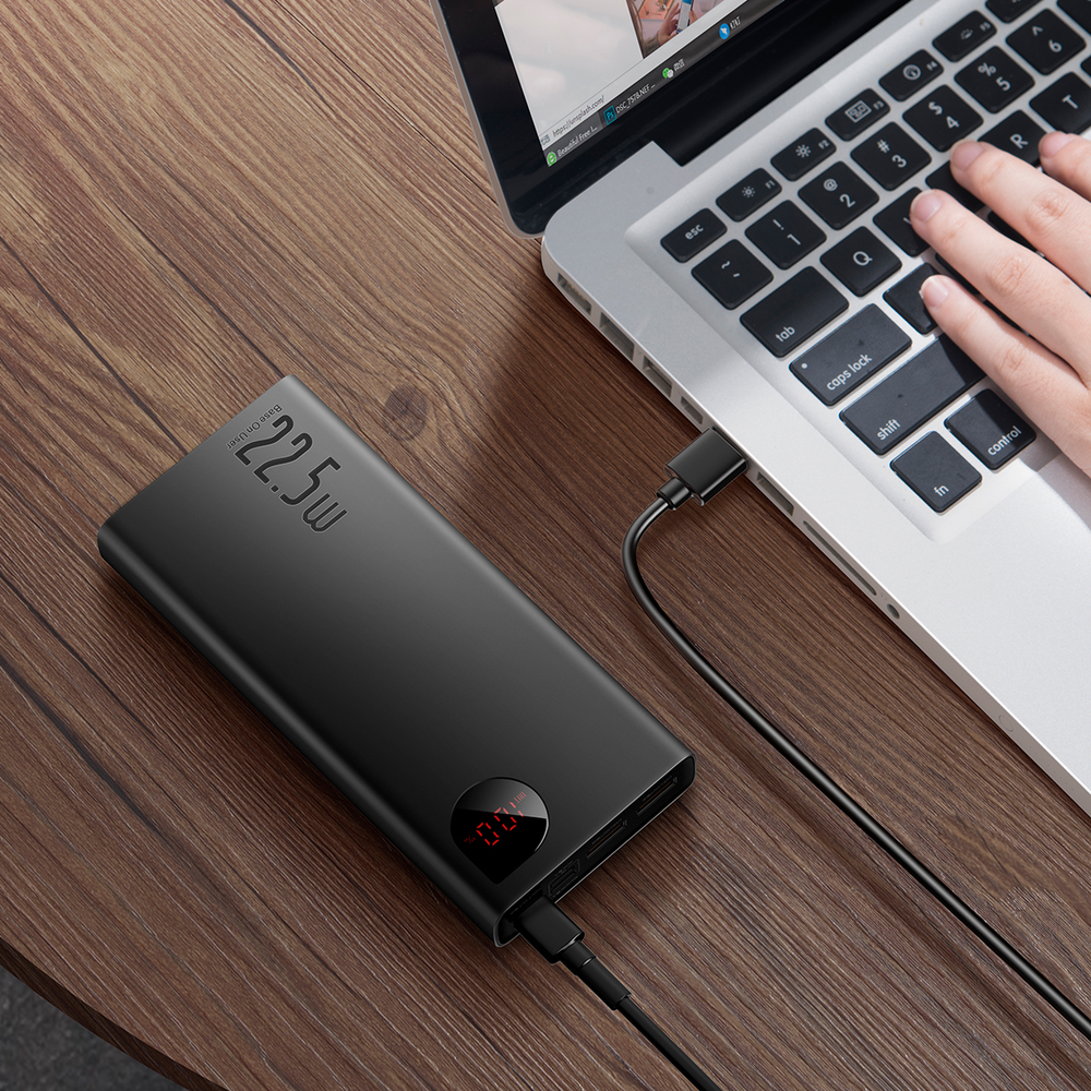 LiPo išorinis akumuliatorius (Powerbank) 20000mAh 22.5W su PD3.0 QC3.0 2xUSB + USB C ADAMAN juodas BASEUS