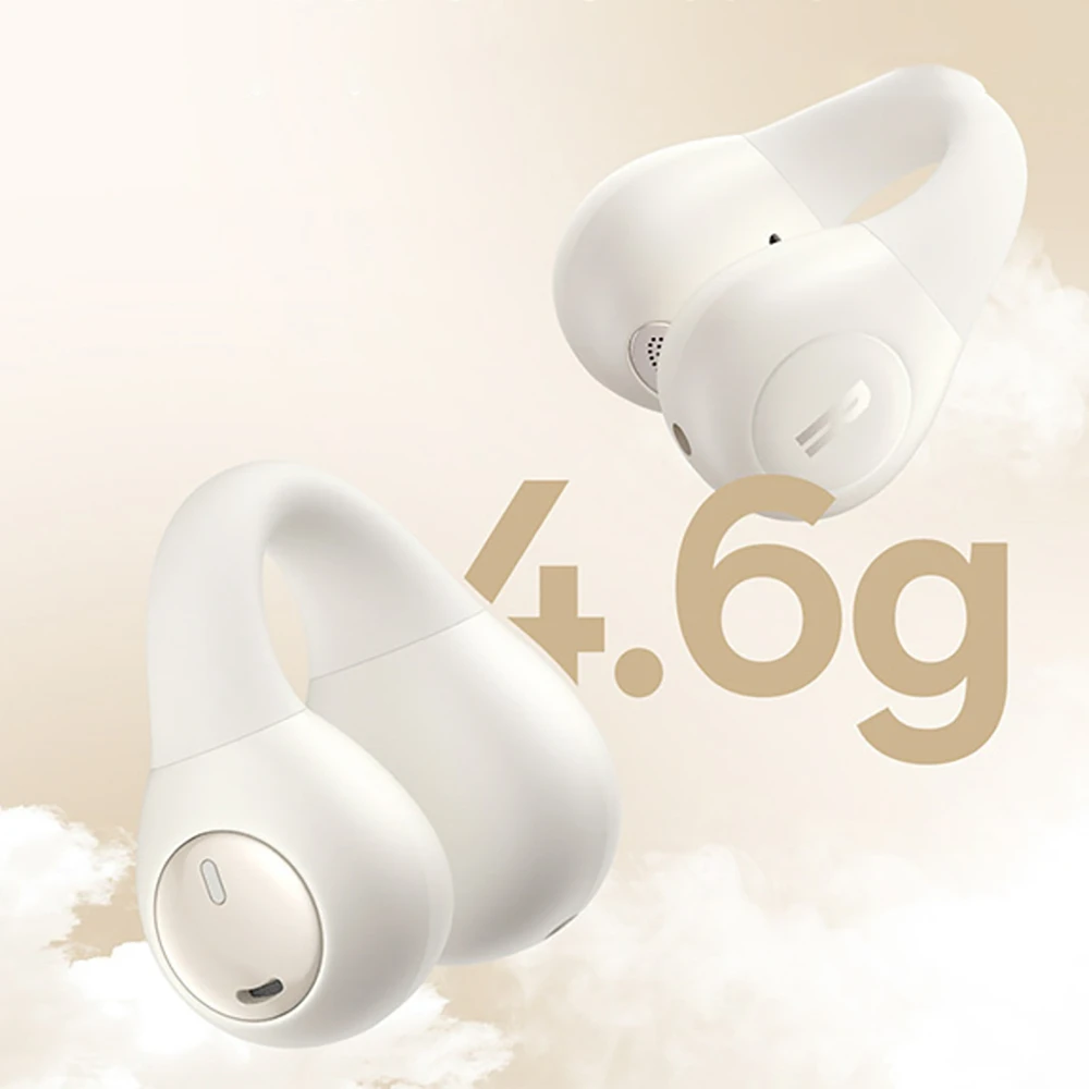 Ausinės Baseus Bass 15 Clip OWS belaidės su kablem Baseus Simple USB-C 3A 30cm - balta