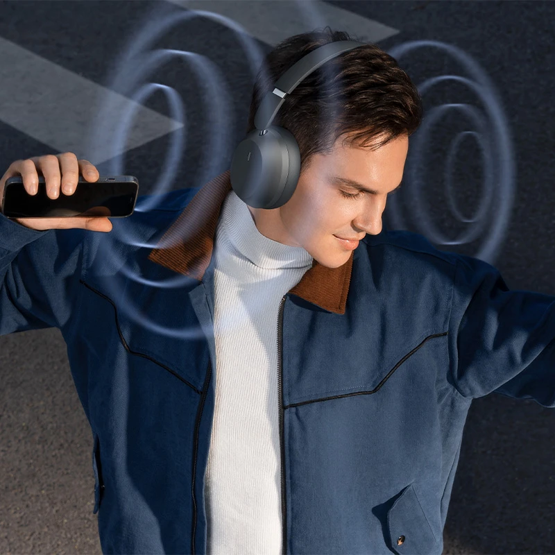 Baseus Belaidės Bluetooth 5.3 ausinės Bass 35 Max su mikrofonu, pilkos