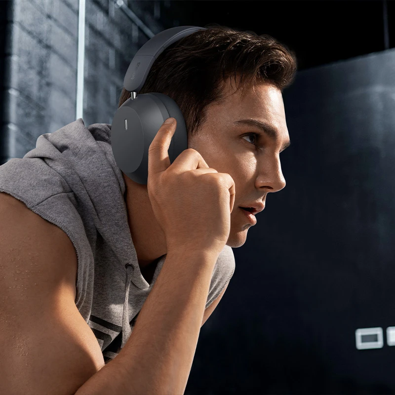 Baseus Belaidės Bluetooth 5.3 ausinės Bass 35 Max su mikrofonu, pilkos