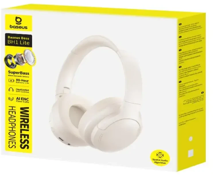 Baseus Bass BH1 Lite Belaidės Ausinės Baltas