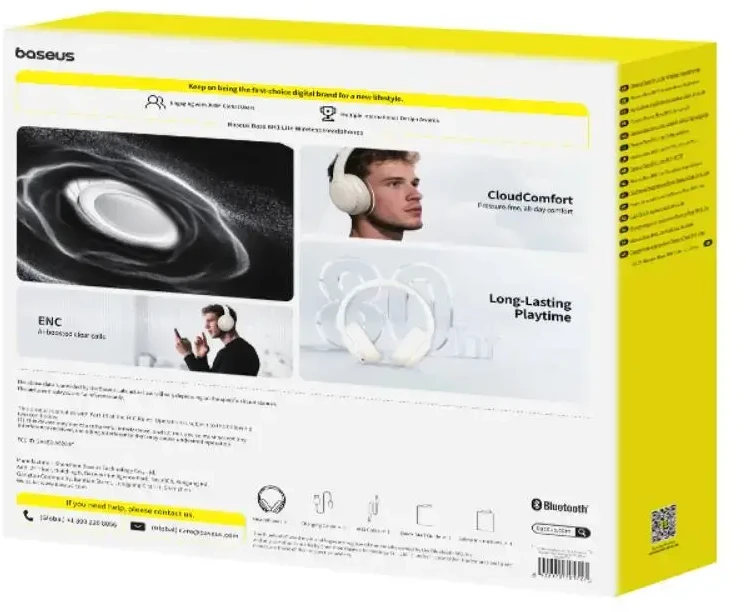 Baseus Bass BH1 Lite Belaidės Ausinės Baltas