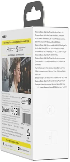 Baseus Belaidės Bluetooth 6.0 ausinės Bass BS2 Lite su įkrovimo dėklu, baltos