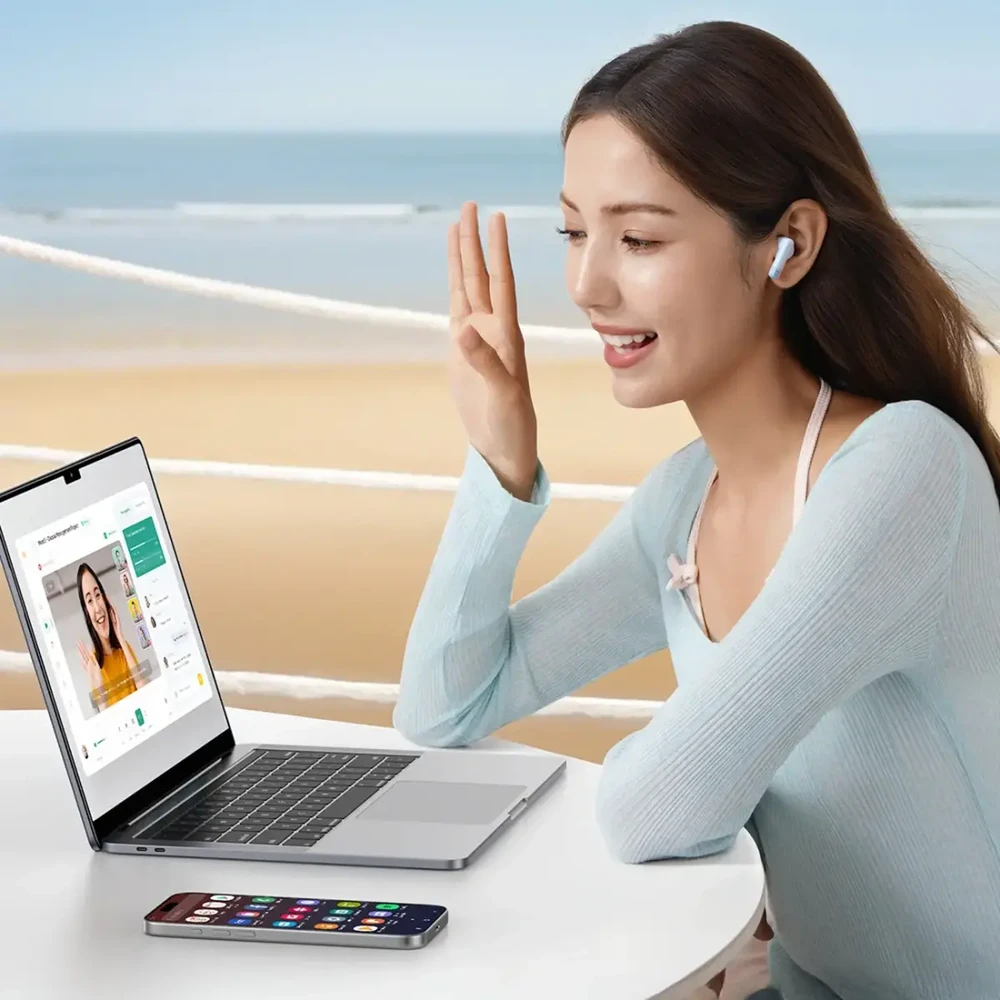 Baseus Belaidės Bluetooth 6.0 ausinės Bass BS2 Lite su įkrovimo dėklu, baltos