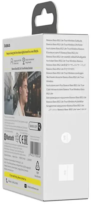 Baseus Belaidės Bluetooth 6.0 ausinės Bass BS2 Lite su įkrovimo dėklu, juodos