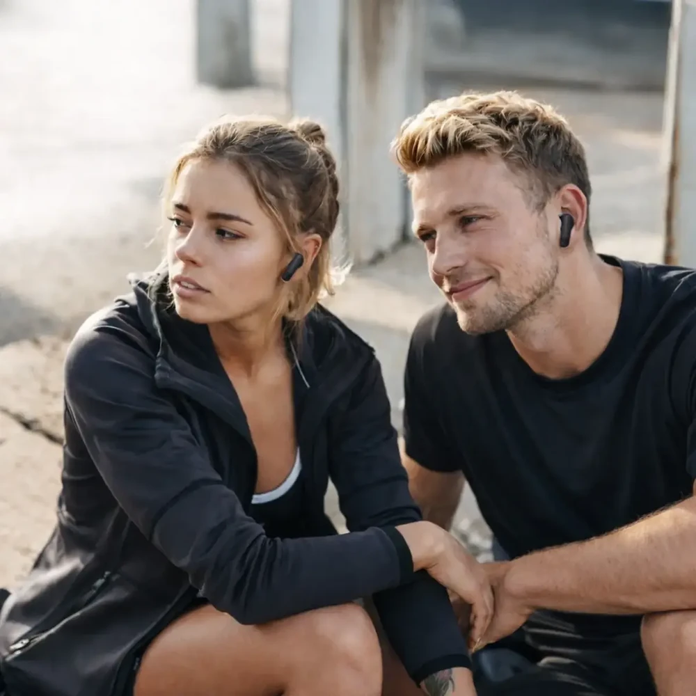 Baseus Belaidės Bluetooth 6.0 ausinės Bass BS2 Lite su įkrovimo dėklu, juodos