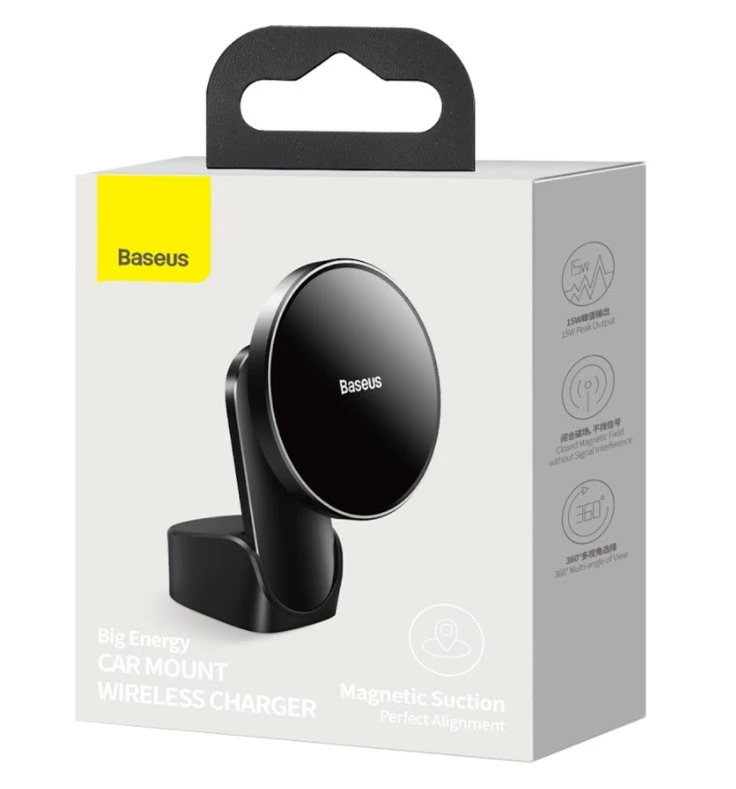 Baseus Automobilinis magnetinis laikiklis iPhone telefonams su belaidžiu įkrovimu 15W
