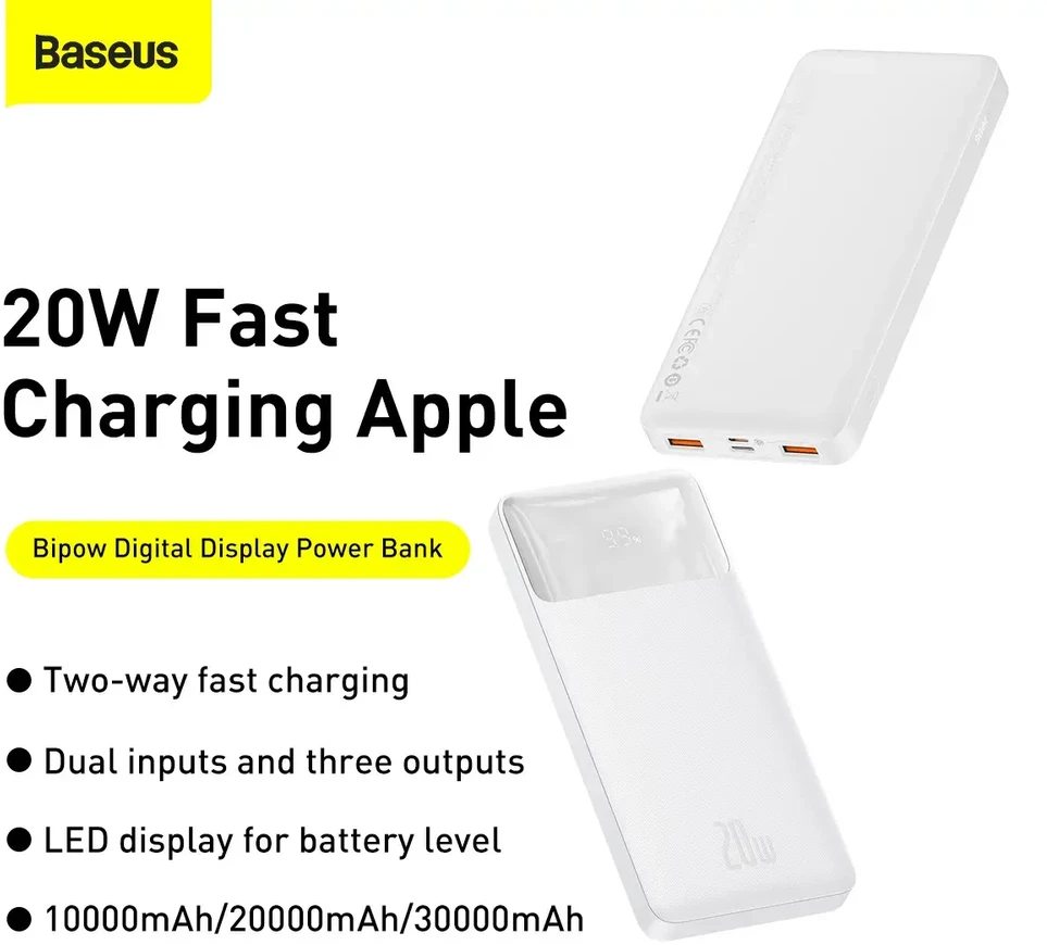 „Baseus Bipow Powerbank“, 10 000 mAh, 20 W (ax)