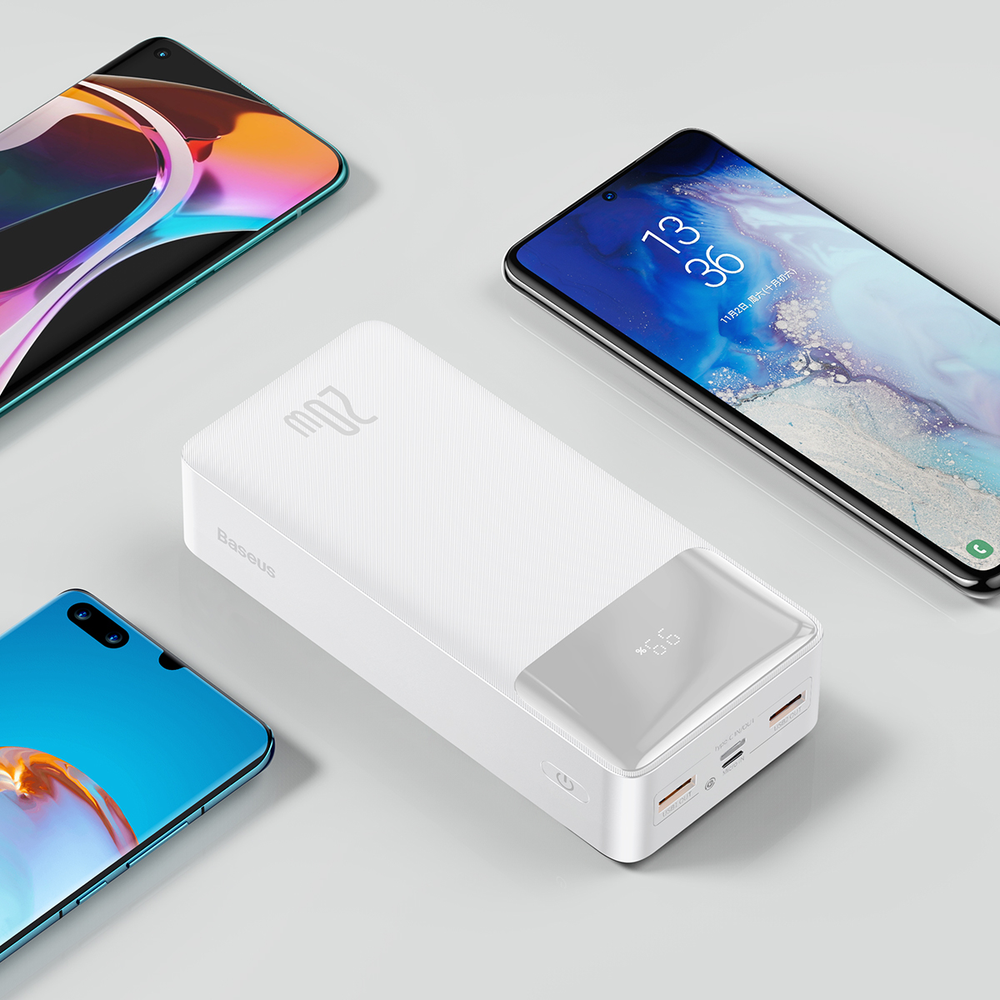 Baseus Bipow Fast Charge Power Bank PD+QC 30000mAh 20W baltas (Baltas)