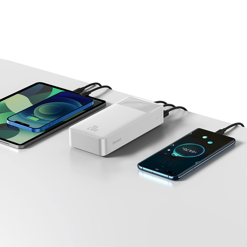 Baseus Bipow Fast Charge Power Bank PD+QC 30000mAh 20W baltas (Baltas)