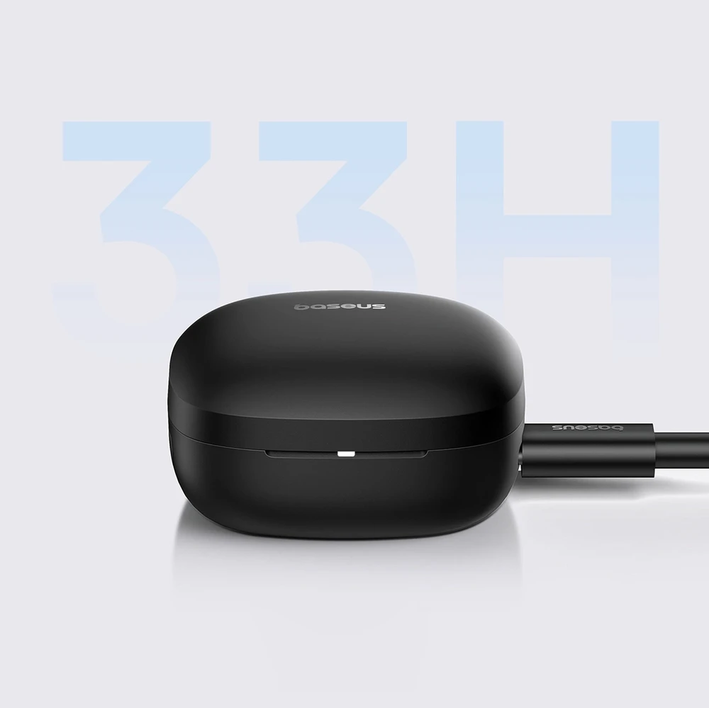 Baseus Belaidės Bluetooth 5.3 ausinės Bowie E19 su įkrovimo dėklu, juodos