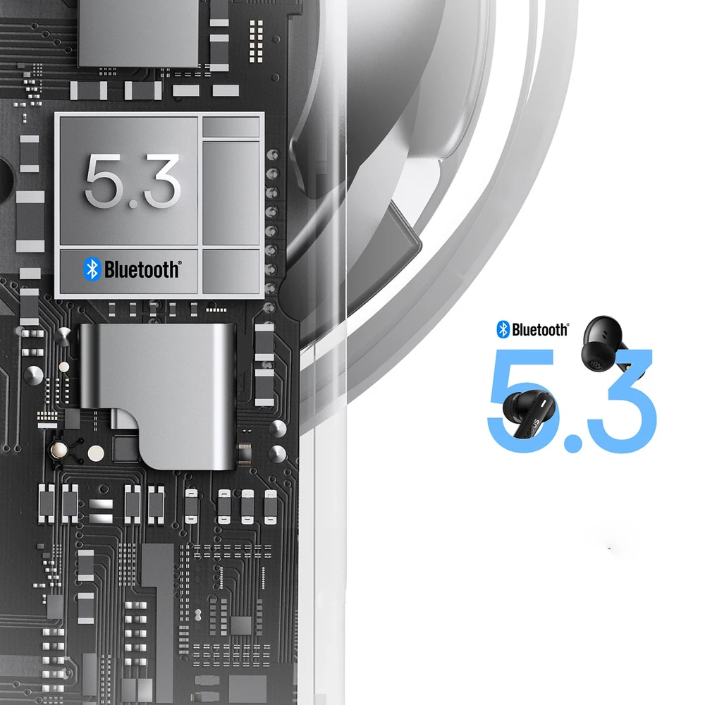 Baseus Belaidės Bluetooth 5.3 ausinės Bowie E19 su įkrovimo dėklu, juodos