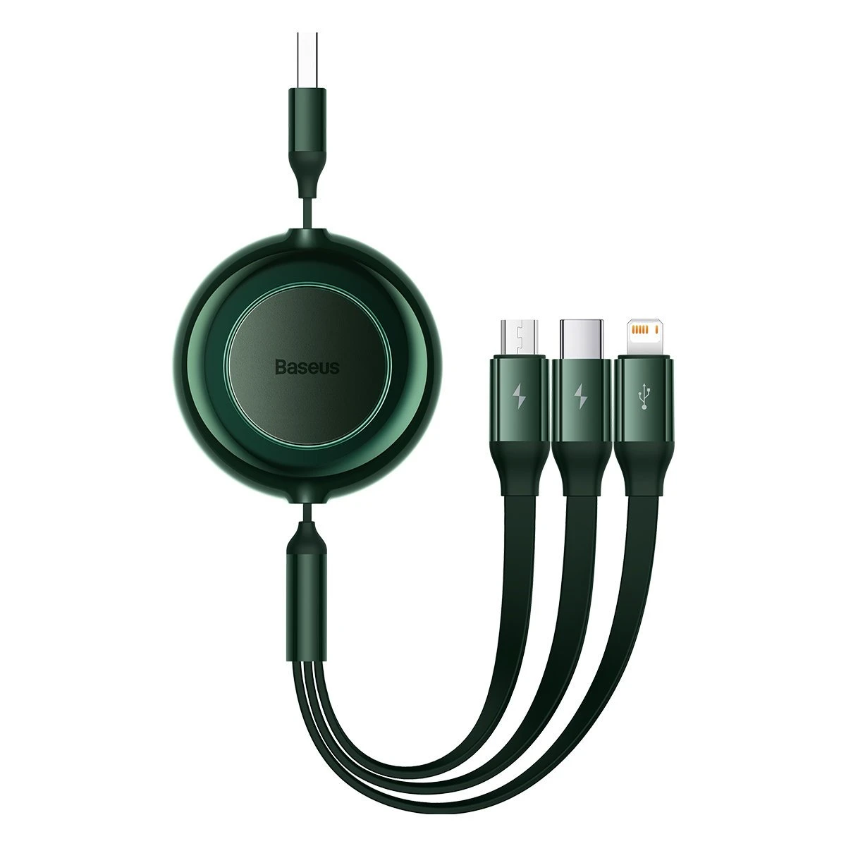 Baseus Bright Mirror 2 USB 3-in-1 kabelis skirtas micro USB - USB-C - Lightning 3.5A 1.1m - Žalias