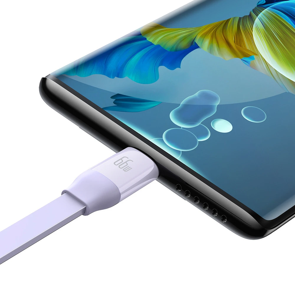 Baseus Bright Mirror 3 USB 3-in-1 kabelis skirtas micro USB USB-C Lightning 66W 2A 1.1m – Violetinė