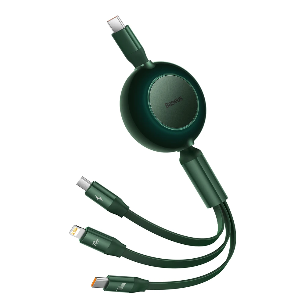 Baseus Bright Mirror 4 USB-C 3-in-1 kabelis skirtas micro USB - USB-C - Lightning 100W 3.5A 1.1m – Žalias