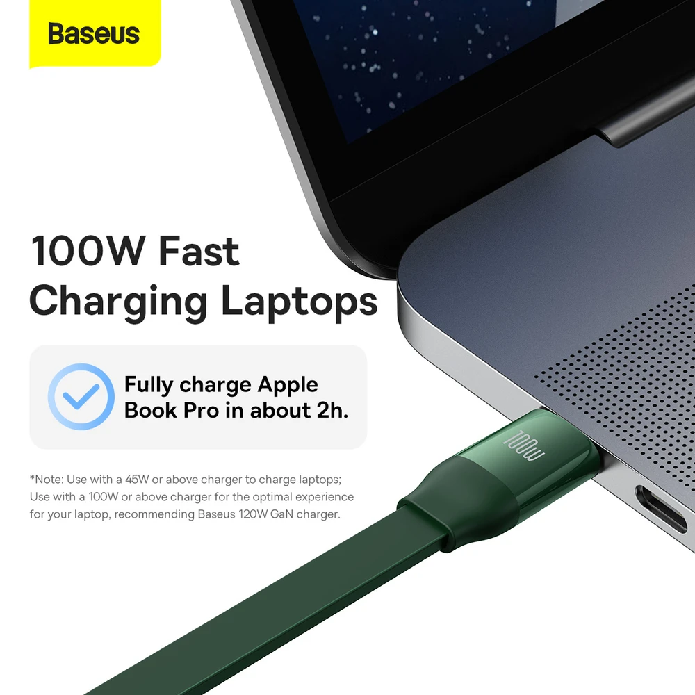 Baseus Bright Mirror 4 USB-C 3-in-1 kabelis skirtas micro USB - USB-C - Lightning 100W 3.5A 1.1m – Žalias