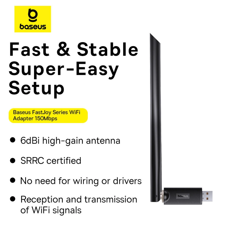 Baseus FastJoy adapteris Wi-Fi 150 Mbps - juodas