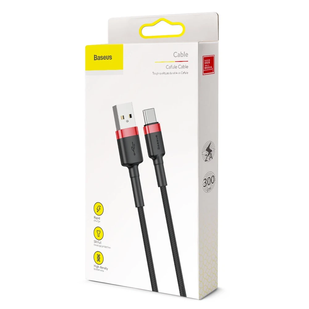 Baseus Cafule kabelis USB-C 2A 2m - Raudonas / Juodas