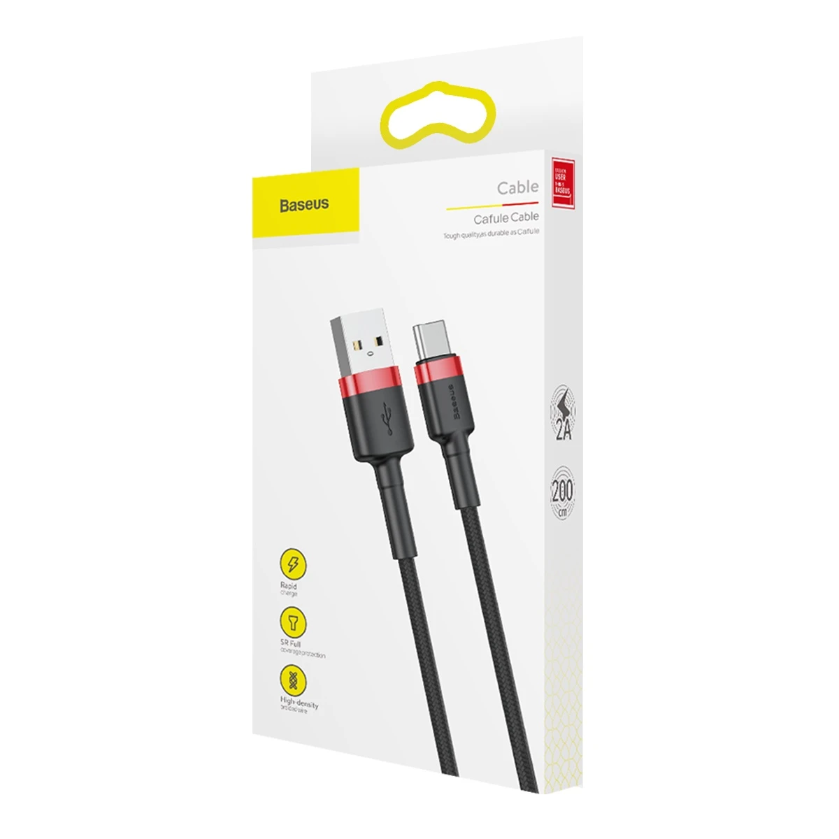 Baseus Cafule kabelis USB-C 2A 2m - Raudonas / Juodas